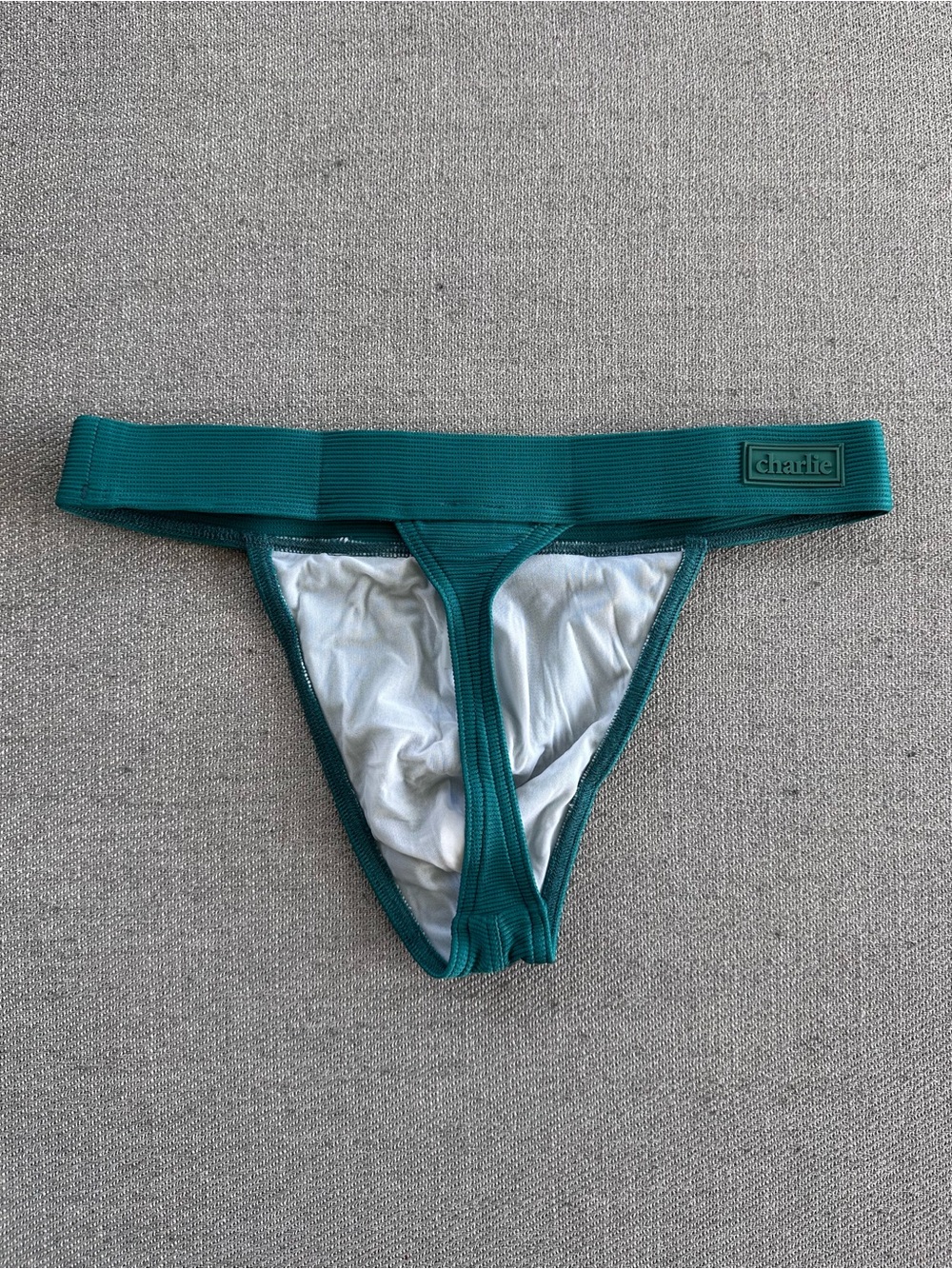 Charlie by MZ Malachite Green Teal Ribbed Swim Thong Small NWT - Picture 3 of 5